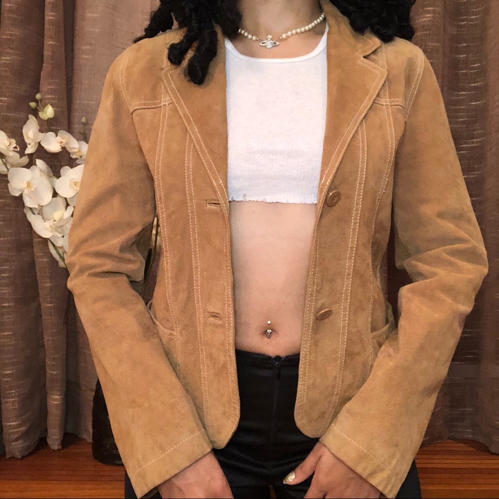 Vtg Tan camel suede wilsons leather blazer
